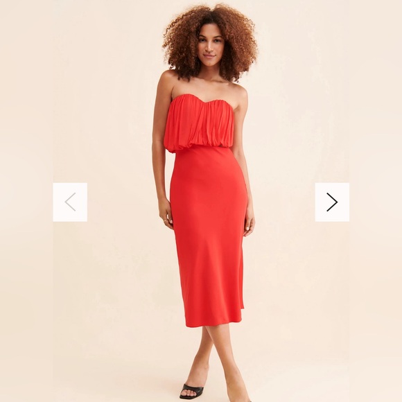 Free People Third Form Overflow Red Strapless Cut Out Party Dress Size 4 NWOT - Picture 4 of 11